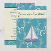 Invitation d'anniversaire de bateau à voile nautiq (Devant / Derrière)