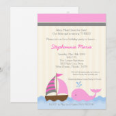 Invitation d'anniversaire de bateau baleinier naut (Devant / Derrière)