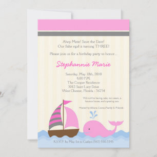 Invitation d'anniversaire de bateau baleinier naut