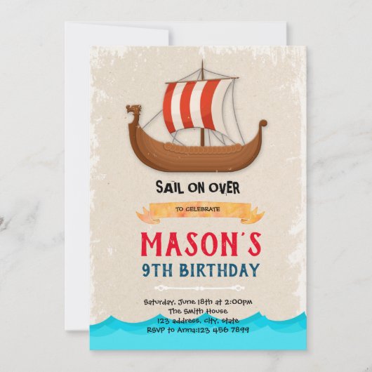 Invitation d'anniversaire de bateau de navire (Devant)