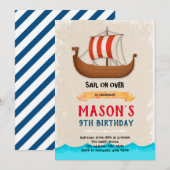 Invitation d'anniversaire de bateau de navire (Devant / Derrière)