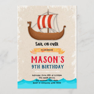Invitation d'anniversaire de bateau de navire