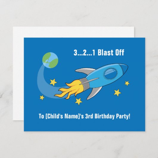 Invitation d'anniversaire de bateau de rétrofusée (Devant / Derrière)