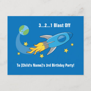 Invitation d'anniversaire de bateau de rétrofusée