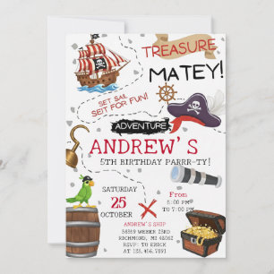 Invitation d'anniversaire de bateau pirate Ahoy Ma