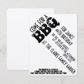 INVITATION d'anniversaire de BBQ (Devant / Derrière)