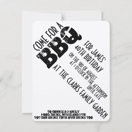 INVITATION d'anniversaire de BBQ (Devant)