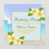 Invitation d'anniversaire de Beach & Frangipani (Devant / Derrière)