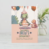 Invitation d'anniversaire de bébé Dino mignon pour (Debout devant)