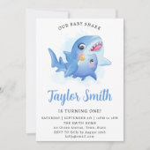 Invitation d'anniversaire de bébé requin mignon (Devant)