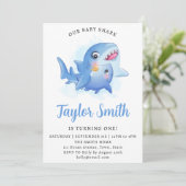 Invitation d'anniversaire de bébé requin mignon (Debout devant)