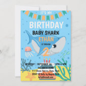 Invitation d'anniversaire de bébé requin mignon (Devant)
