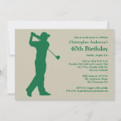 Invitation d'anniversaire de beige de vert de golf (Dos)