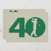 Invitation d'anniversaire de beige de vert de golf (Devant / Derrière)