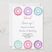 invitation d'anniversaire de beigne rose, violet e (Devant)
