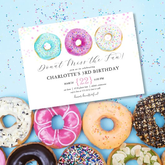 Invitation d'anniversaire de beignet