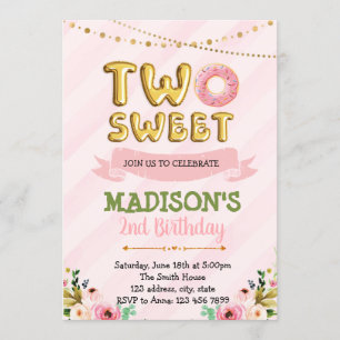 Invitation d'anniversaire de beignet de deux