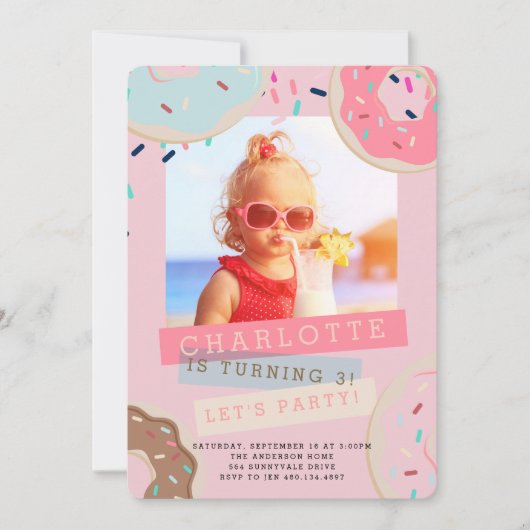 Invitation d'anniversaire de beignet - Mlle This (Devant)