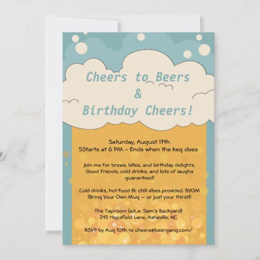 Invitation d'anniversaire de bière drôle – Fête de (Devant)