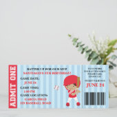 Invitation d'anniversaire de billet de base-ball (Debout devant)