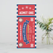 Invitation d'anniversaire de billet de baseball (Debout devant)