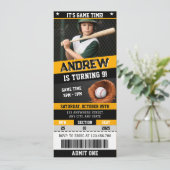 Invitation d'anniversaire de billet de baseball pe (Debout devant)