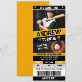 Invitation d'anniversaire de billet de baseball pe (Devant / Derrière)