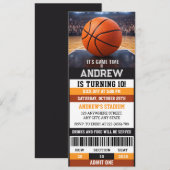 Invitation d'anniversaire de billet de basket-ball (Devant / Derrière)