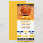 Invitation d'anniversaire de billet de basket-ball (Devant / Derrière)