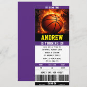 Invitation d'anniversaire de billet de basketball  (Devant / Derrière)