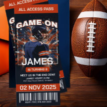 Invitation d'anniversaire de billet de football bl