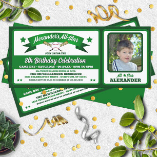 Invitation d'anniversaire de billet de jeu de base