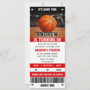 Invitation d'anniversaire de billet de sport perso