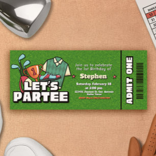 Invitation d'anniversaire de billet de ticket Lets