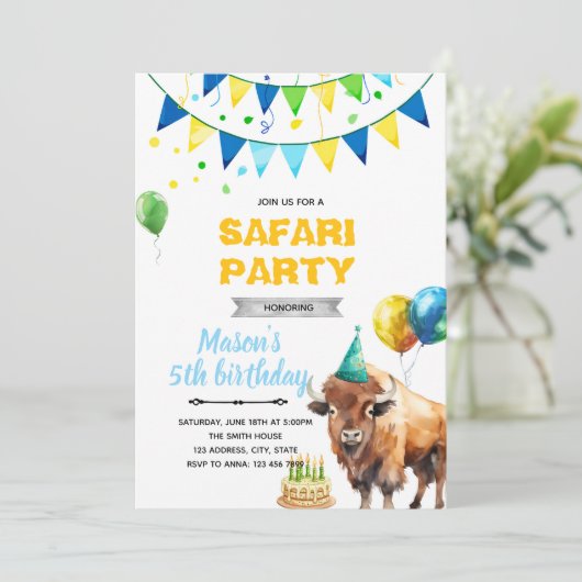 Invitation d'anniversaire de bison (Debout devant)