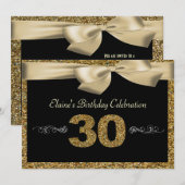 Invitation d'anniversaire de Black Gold Bow (Devant / Derrière)
