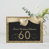 Invitation d'anniversaire de Black Gold Bow 60th W (Debout devant)