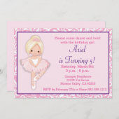 Invitation d'anniversaire de Blonde Ballerina (Devant / Derrière)