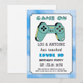 Invitation d'anniversaire de Blue Gamer (Devant / Derrière)