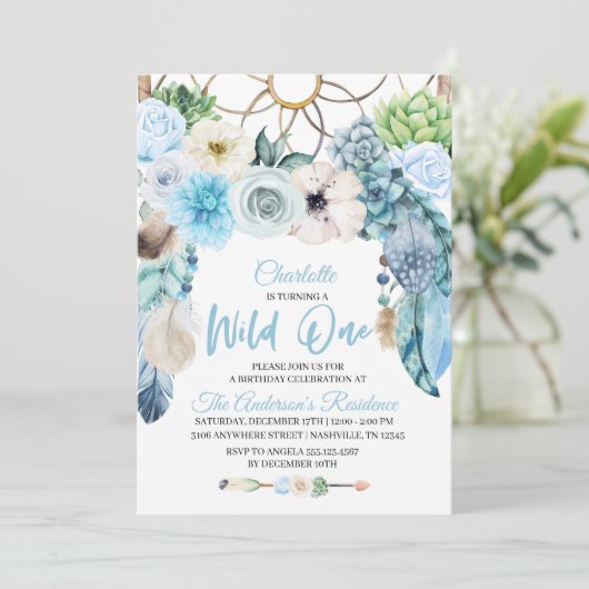 Invitation d'anniversaire de Boho Wild One Dreamca (Debout devant)