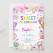 Invitation d'anniversaire de bonbons (Devant)