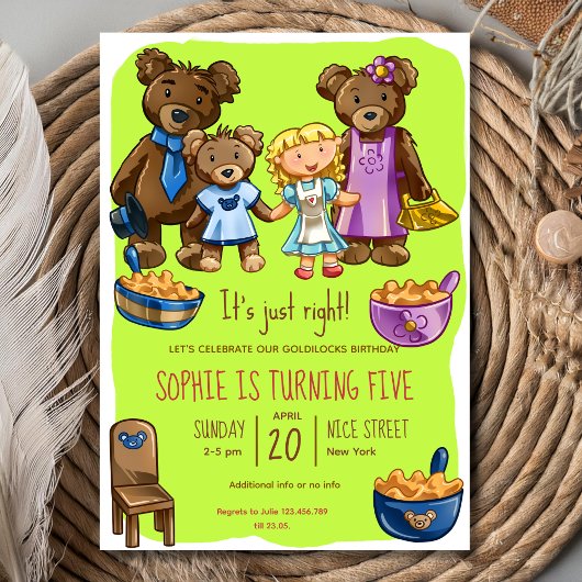 Invitation d'anniversaire de Boucle d'or