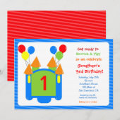 Invitation d'anniversaire de Bounce House (Devant / Derrière)