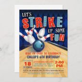 Invitation d'anniversaire de Bowling (Devant / Derrière)