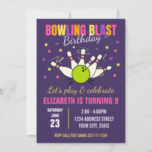 Invitation d'anniversaire de bowling (Devant)