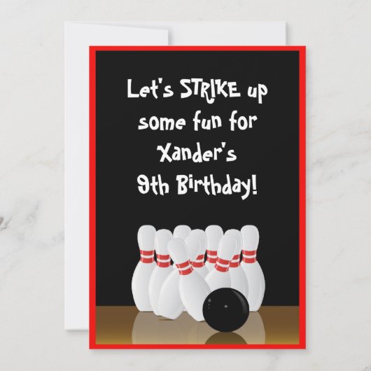 Invitation d'anniversaire de bowling (Dos)