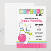 Invitation d'anniversaire de bowling (Devant / Derrière)