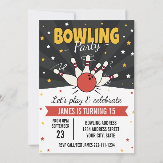 Invitation d'anniversaire de bowling (Devant)