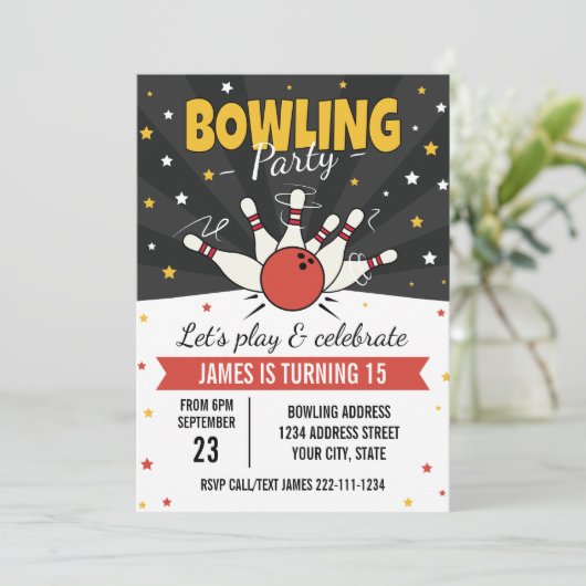 Invitation d'anniversaire de bowling (Debout devant)
