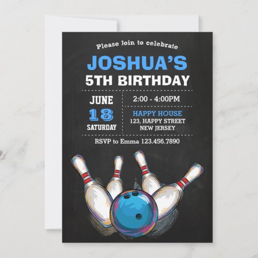 Invitation d'anniversaire de Bowling (Devant)